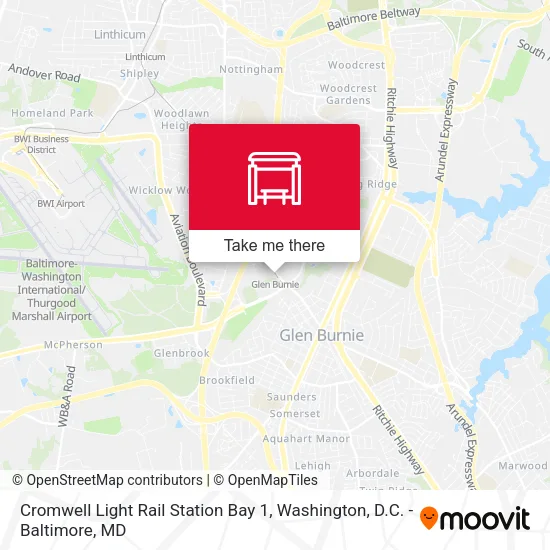 Cromwell Light Rail Station Bay 1 map