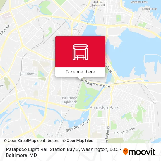 Mapa de Patapsco Light Rail Station Bay 3