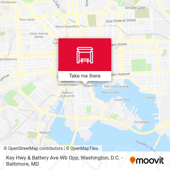 Key Hwy & Battery Ave Wb Opp map