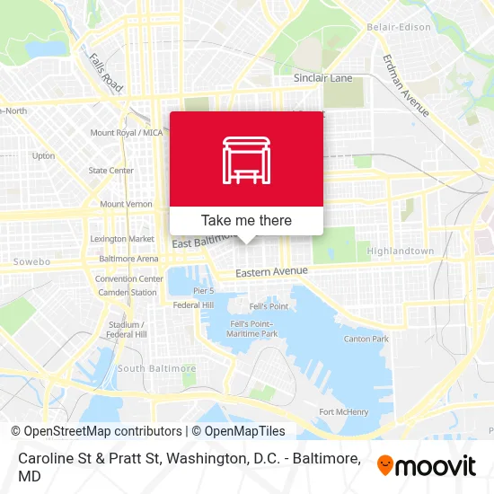 Caroline St & Pratt St map