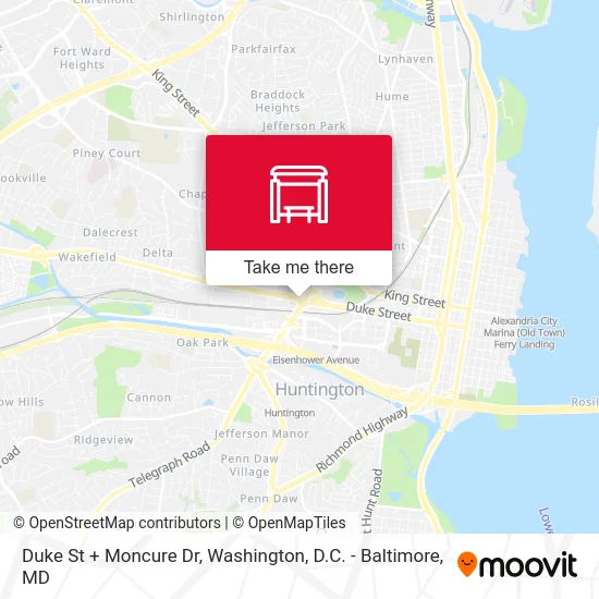 Duke St + Moncure Dr map