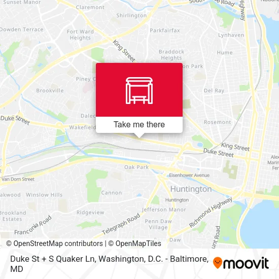 Duke St + S Quaker Ln map