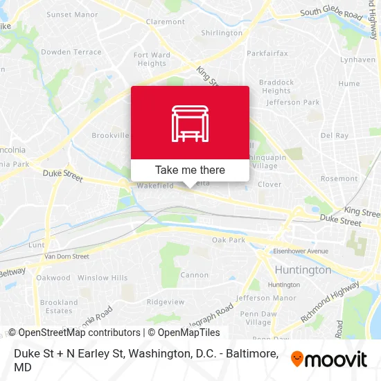 Duke St + N Earley St map