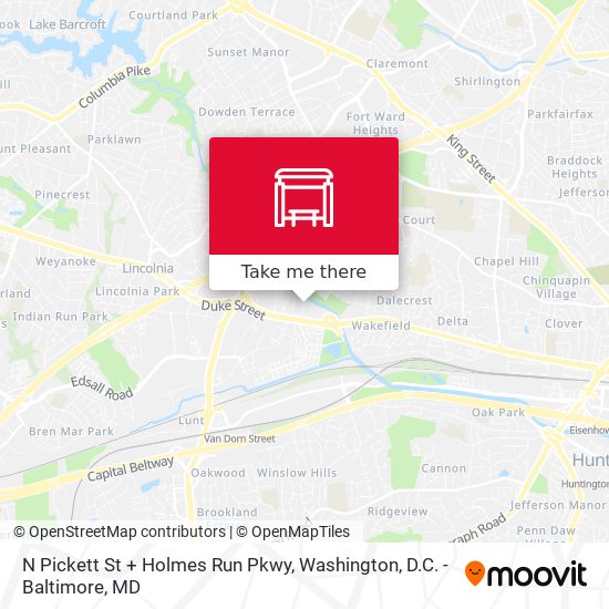 N Pickett St + Holmes Run Pkwy map