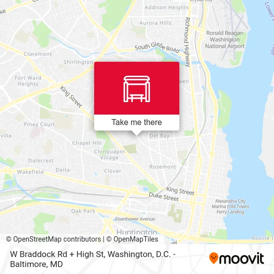 W Braddock Rd + High St map