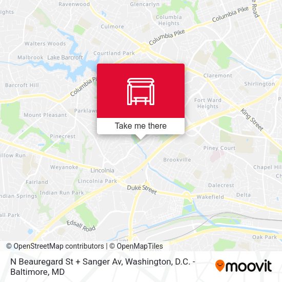 N Beauregard St + Sanger Av map