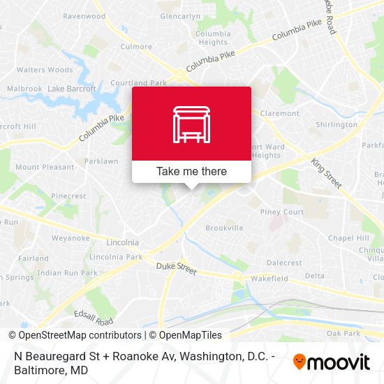 Mapa de N Beauregard St + Roanoke Av