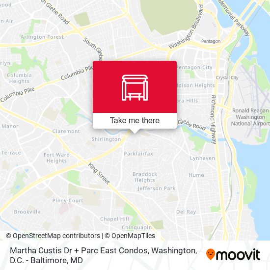 Martha Custis Dr + Parc East Condos map