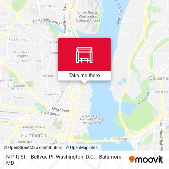 N Pitt St + Bellvue Pl map