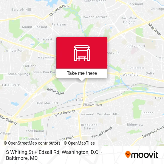 S Whiting St + Edsall Rd map