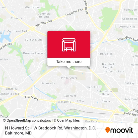 N Howard St + W Braddock Rd map