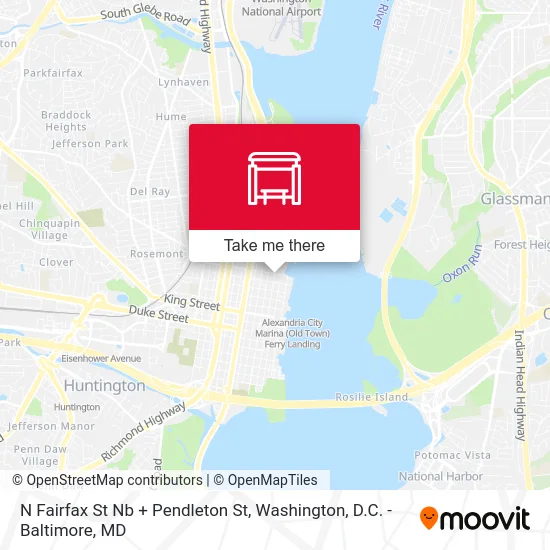 N Fairfax St Nb + Pendleton St map