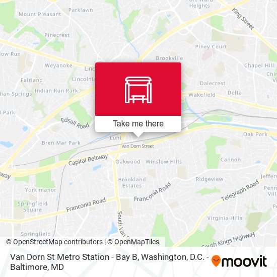 Van Dorn St Metro Station - Bay B map