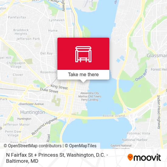 N Fairfax St + Princess St map