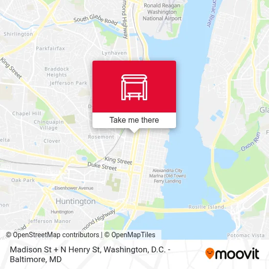 Madison St + N Henry St map