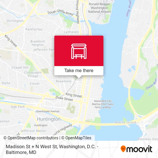 Madison St + N West St map