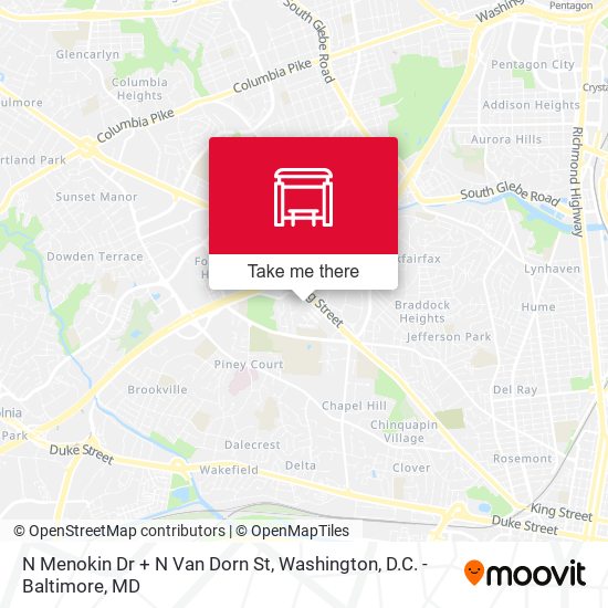 N Menokin Dr + N Van Dorn St map