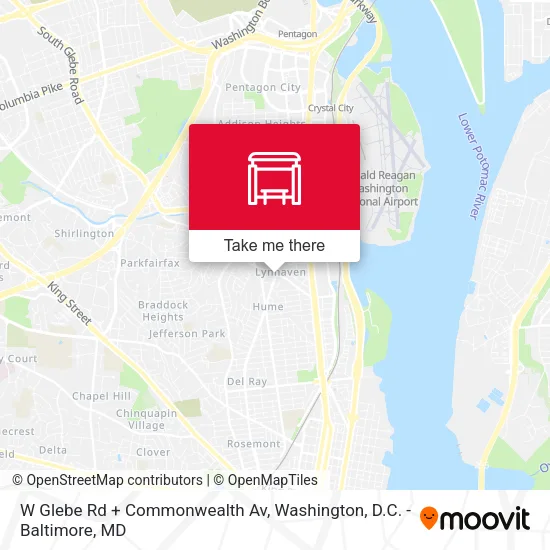 W Glebe Rd + Commonwealth Av map