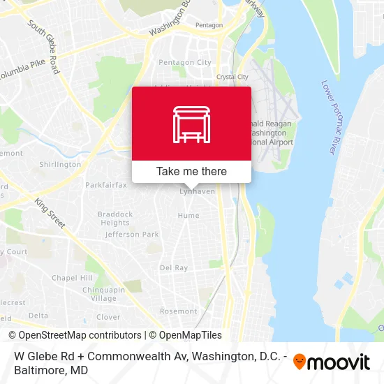 W Glebe Rd + Commonwealth Av map