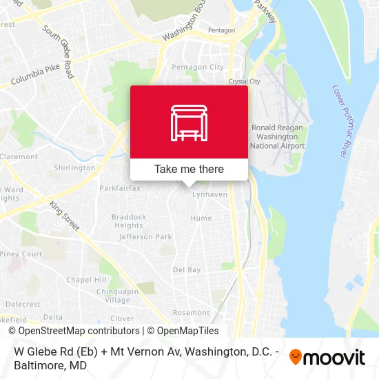 W Glebe Rd (Eb) + Mt Vernon Av map