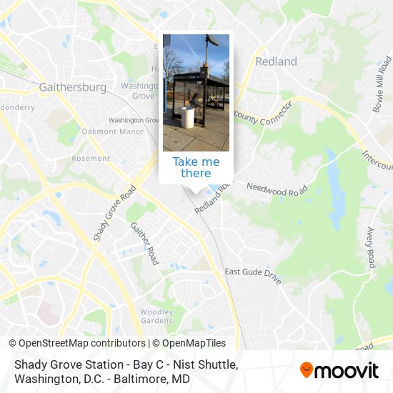 Shady Grove Station - Bay C - Nist Shuttle map