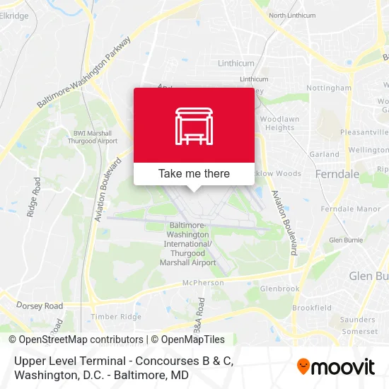 Upper Level Terminal - Concourses B & C map