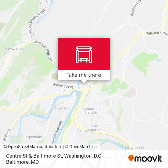 Centre St & Baltimore St map