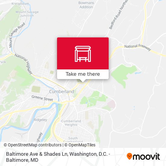 Baltimore Ave & Shades Ln map