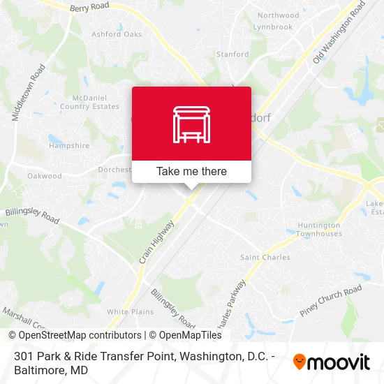 301 Park & Ride Transfer Point map