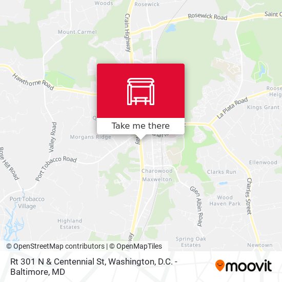 Rt 301 N & Centennial St map