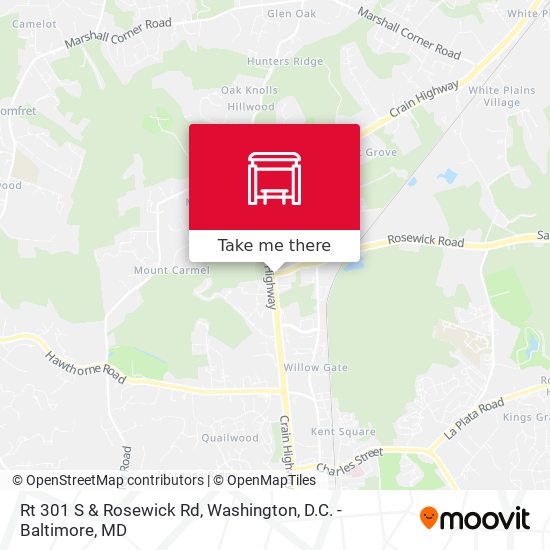 Rt 301 S & Rosewick Rd map