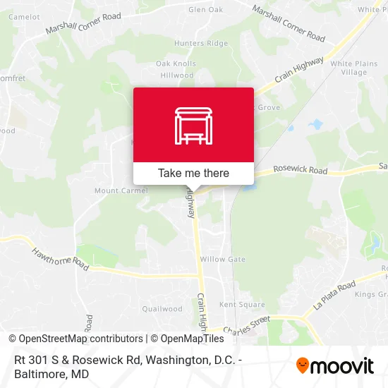 Rt 301 S & Rosewick Rd map