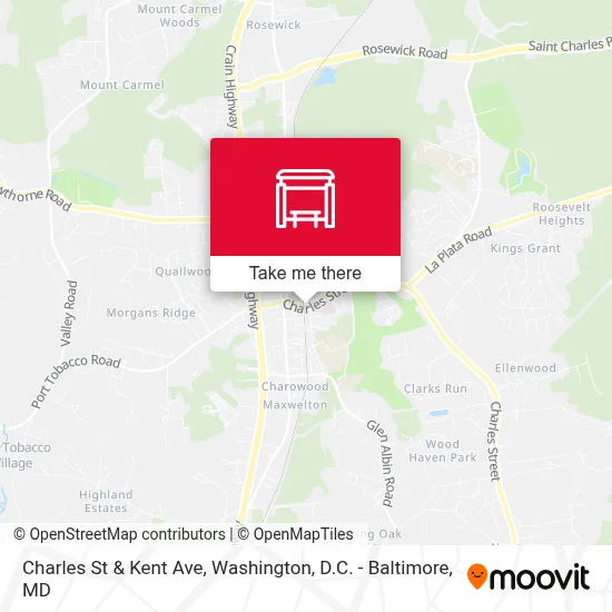 Charles St & Kent Ave map