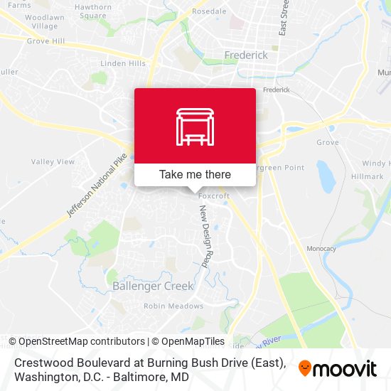 Crestwood Boulevard at Burning Bush Drive (East) map