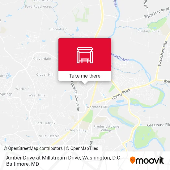 Amber Drive at Millstream Drive map