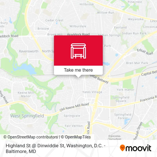 Highland St @ Dinwiddie St map