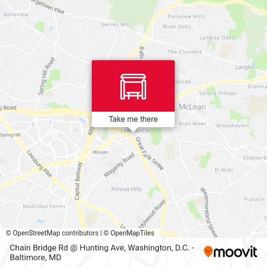 Mapa de Chain Bridge Rd @ Hunting Ave