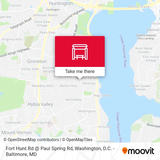 Fort Hunt Rd @ Paul Spring Rd map