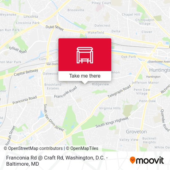 Franconia Rd @ Craft Rd map