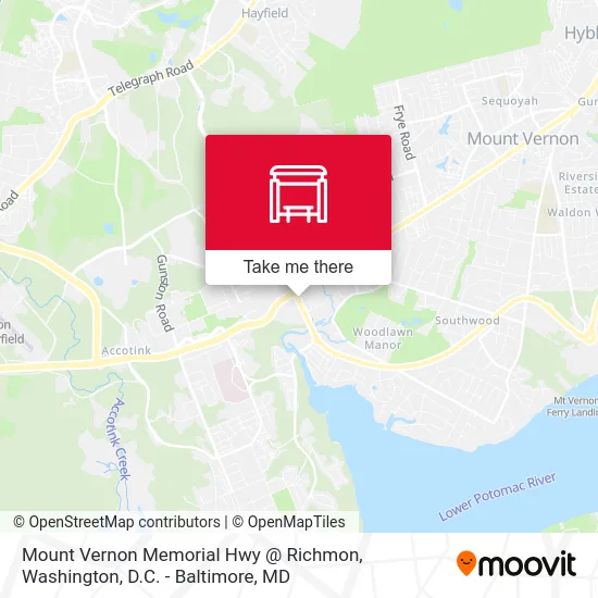 Mount Vernon Memorial Hwy @ Richmon map