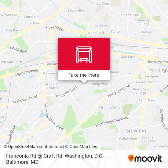 Franconia Rd @ Craft Rd map