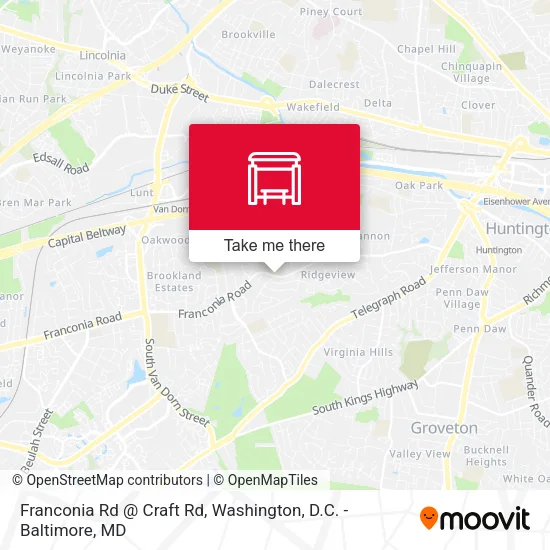 Franconia Rd @ Craft Rd map