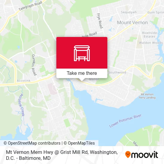 Mt Vernon Mem Hwy @ Grist Mill Rd map