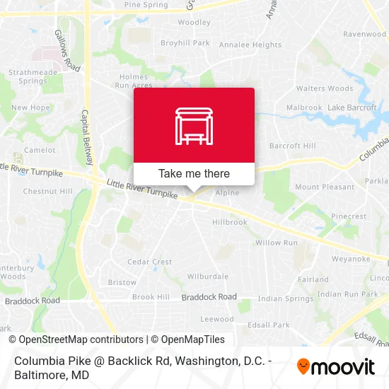 Columbia Pike @ Backlick Rd map