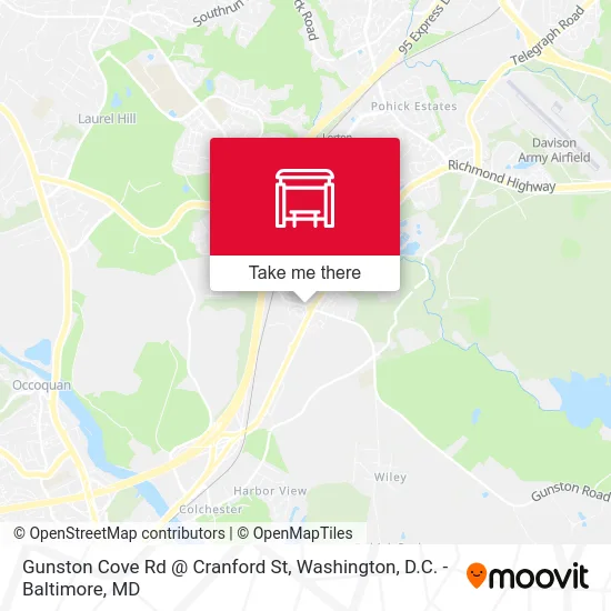 Gunston Cove Rd @ Cranford St map