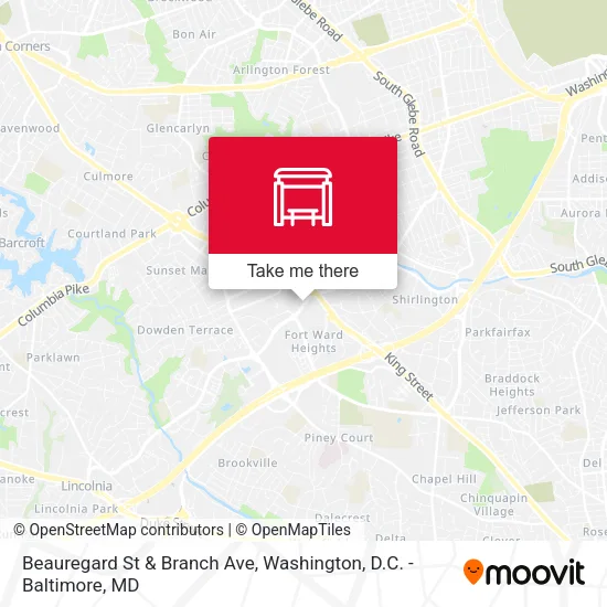 Beauregard St & Branch Ave map