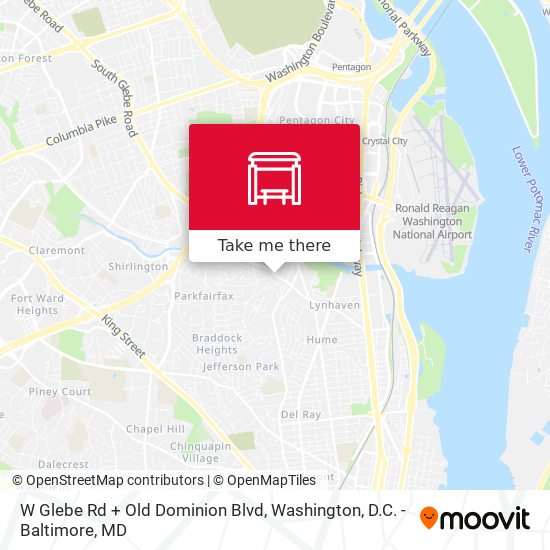 W Glebe Rd + Old Dominion Blvd map