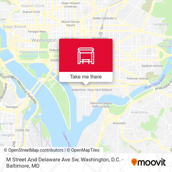 M Street And Delaware Ave Sw map