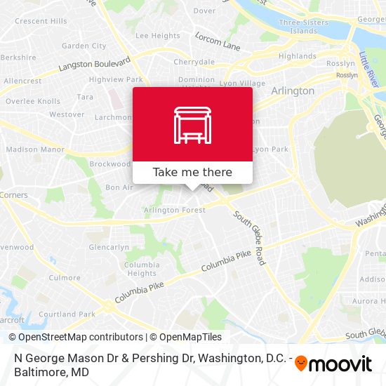 N George Mason Dr & Pershing Dr map