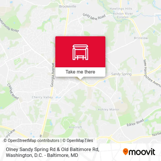 Olney Sandy Spring Rd & Old Baltimore Rd map